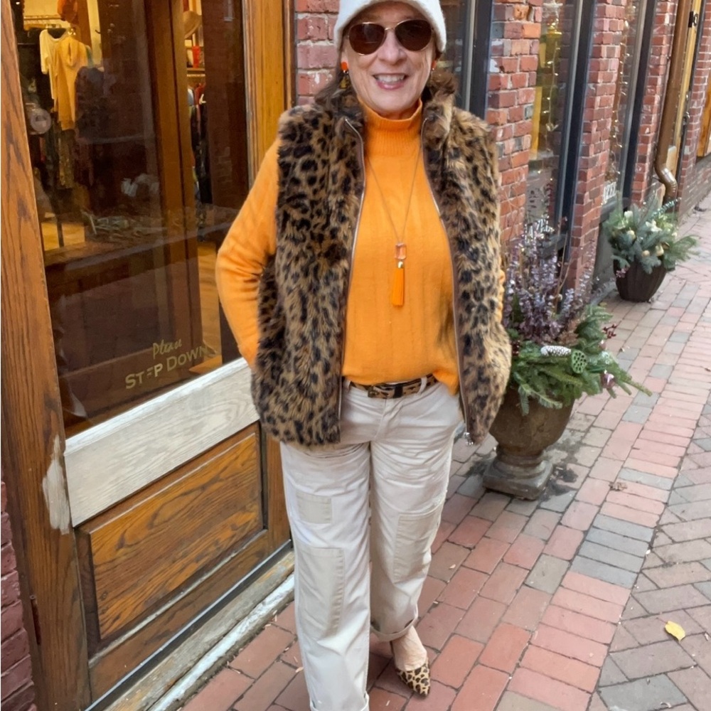 J. Crew Leopard Print Faux Fur Vest